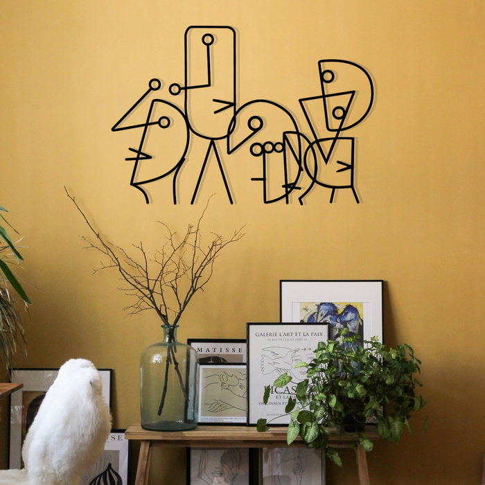 Wallity Damophilus Escultura de Pared de Metal Negra